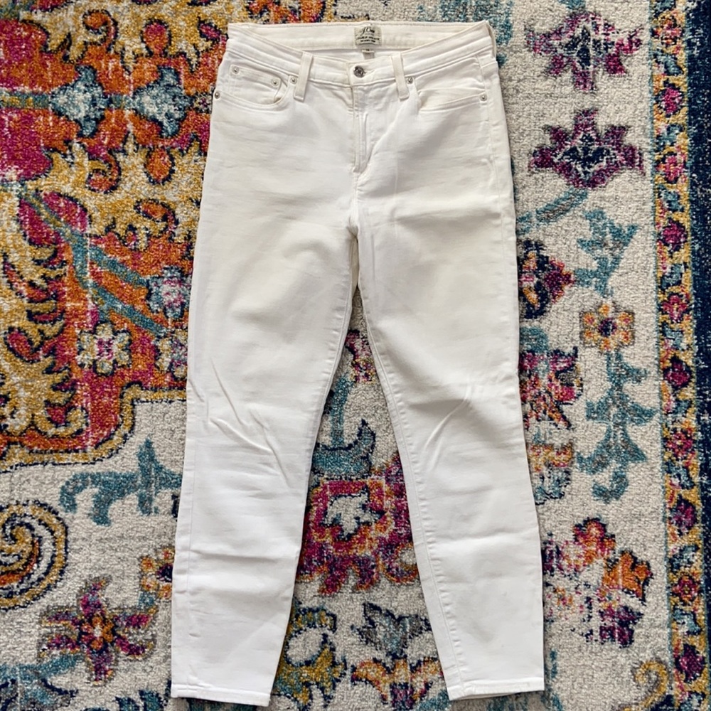 J. Crew Lookout High Rise Skinny Crop White Jeans